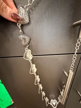 Silver Heart Link Necklace - Elegant Women's Jewelry